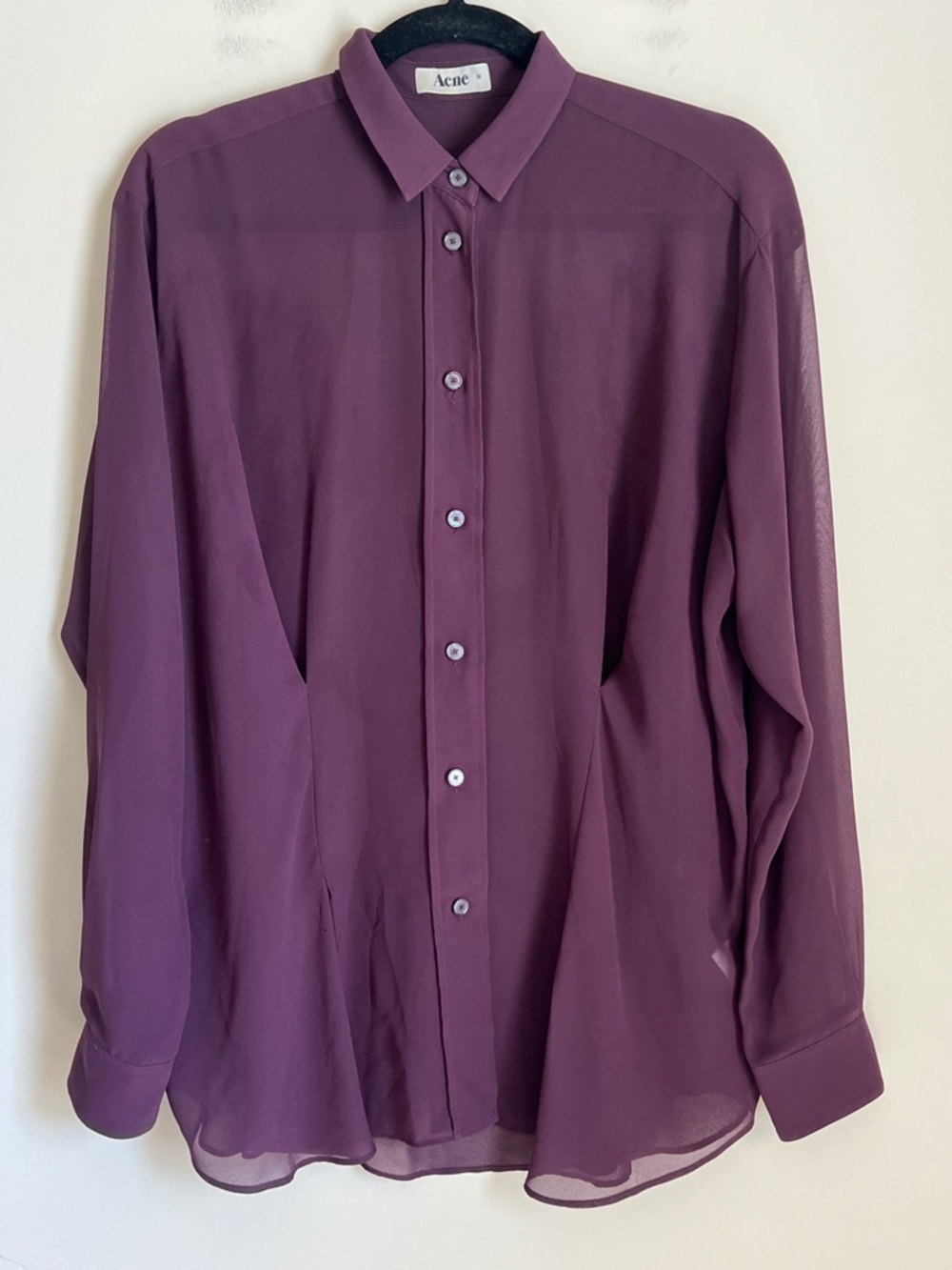 Acne‎ Studios Semi Sheet Blouse Whimsical Goth Purple Button Down Sz US 4